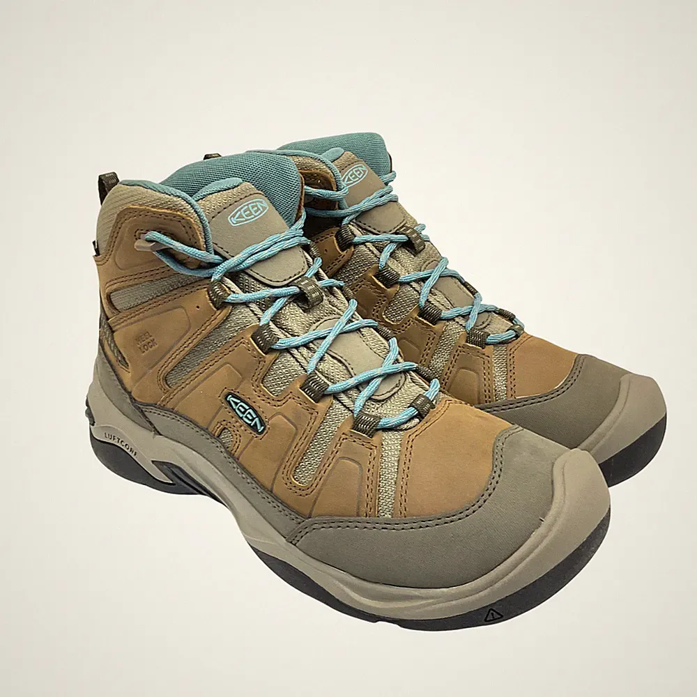 KEEN Women's Mid-Cut Circadia WP Casual Hiking Boots Brown/Turquoise Size 7.5M